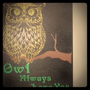 Owl Mandala (vinyl) on Black Canvas